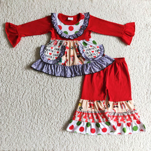 Santa Pockets Red Girls Christmas Outfits