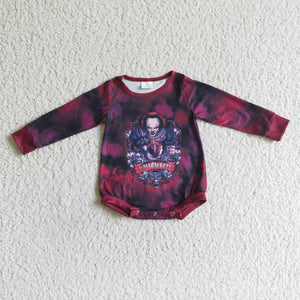 Clown Dark Red Kids Halloween Romper