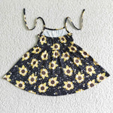 Promotional Sunflower Black Girls Sleeveless Dress