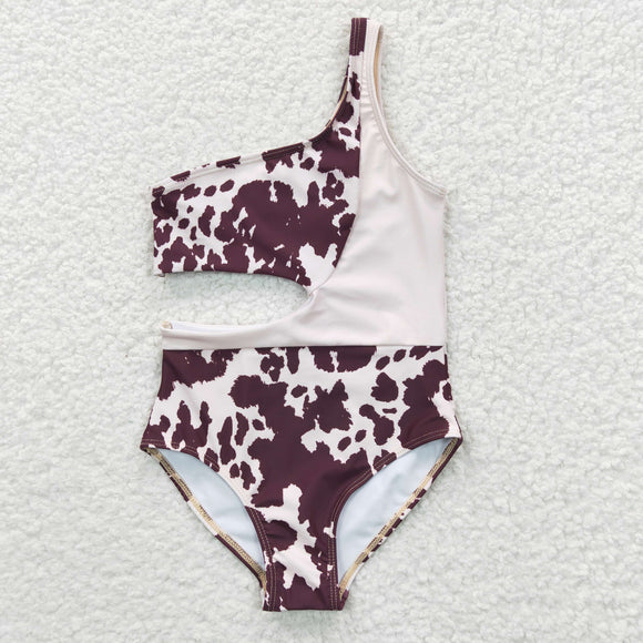 Cowhide Beige Girls Swimsuits