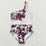 Cowhide Beige Girls Swimsuits