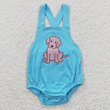 Stripe Dog Sky Blue Boys Summer Romper