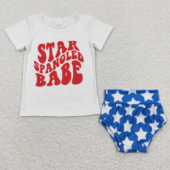 Promotional Star Spangled Babe Girls 4th of July Bummies Sets