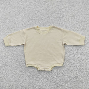 Solid Beige Girls Fall Romper