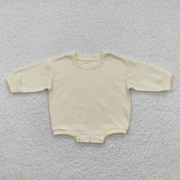 Solid Beige Girls Fall Romper