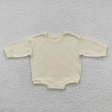 Solid Beige Girls Fall Romper