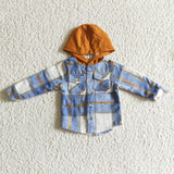 Blue Plaid Orange Hoodie Boys Hoodie Top