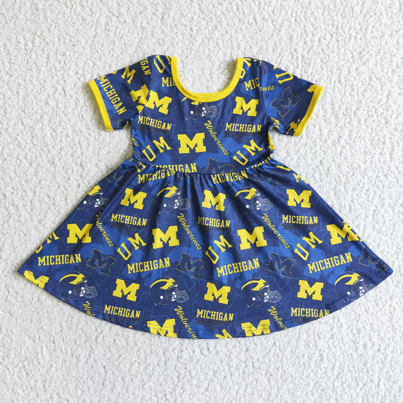 Football Team Blue Girls Short Sleeve Dress