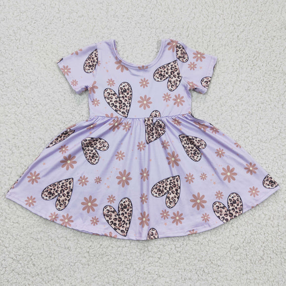 Leopard Print Love Floral Light Girls Valentine Dress