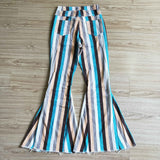 Adult Mommy & Me Blue Gray Stripes Flared Jeans Pants