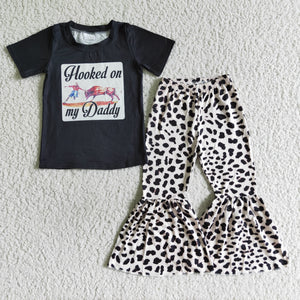 Promotional Hooked on My Daddy Girls Short Sleeve+Trousers Sets