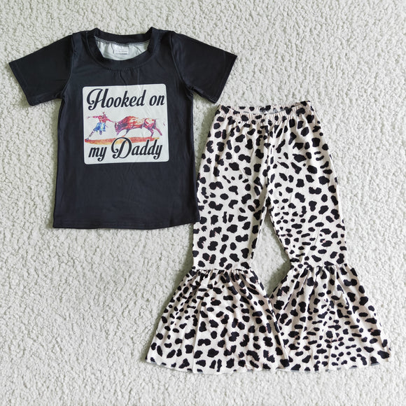 Promotional Hooked on My Daddy Girls Short Sleeve+Trousers Sets