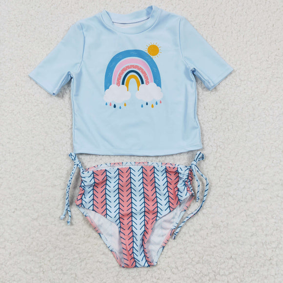 Rainbow Sky Blue Girls Swimsuits