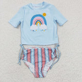 Rainbow Sky Blue Girls Swimsuits