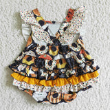 Donuts Pumpkin Black Girls Halloween Romper