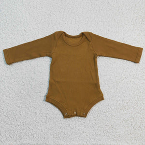 Solid Brown Thread Cotton Fall Romper