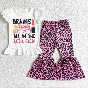 Brains Little Cutie Girls Short Sleeve+Trousers Sets