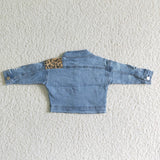 Leopard Print Patchwork Girls Denim Jacket