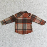 Orange Red Plaid Shirt Boys Long Sleeve Top