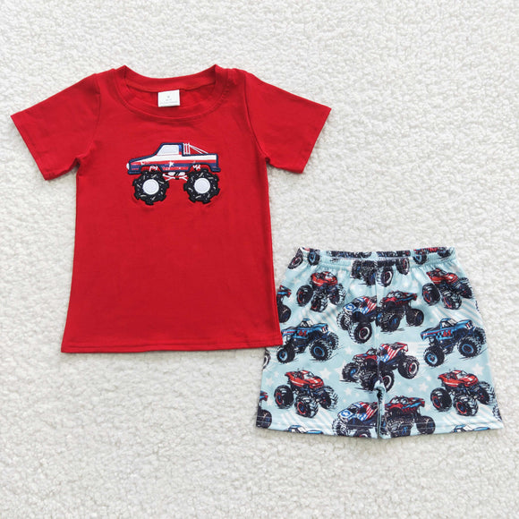 Truck Red Boys 4th of July Outfits