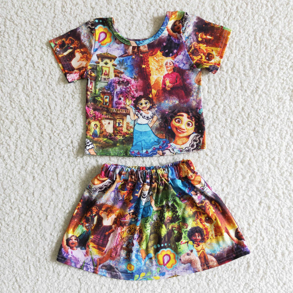 Promotional Purple Cartoon Girls Skirt Sets