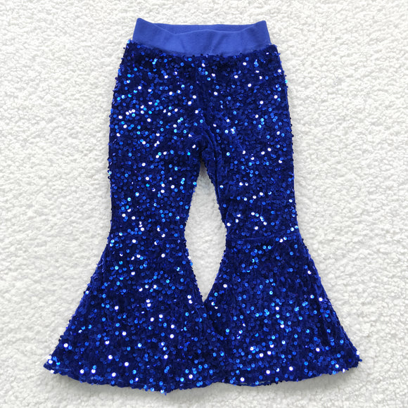 Blue Sequin Girls Pants