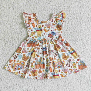 Cartoon Orange White Girls Halloween Dress