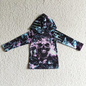 Skull Black Pink Kids Hoodie Halloween Top