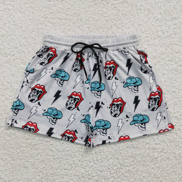 Hat Skull Gray Adult Shorts