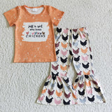 Chicken Yellow Girls Short Sleeve+Trousers Sets