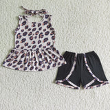 Promotional Leopard Print Girls Shorts Sets
