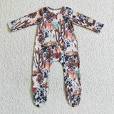Promotional Highland Cow Cactus Brown Boys Fall Romper