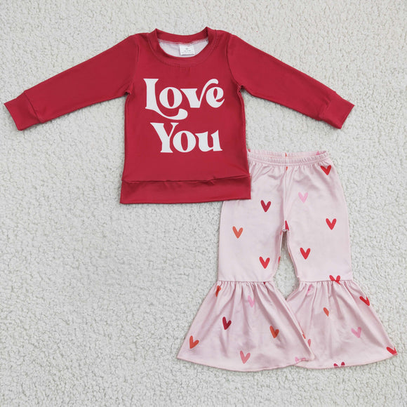 Love you Letters Red Pink Girls Valentine Outfits