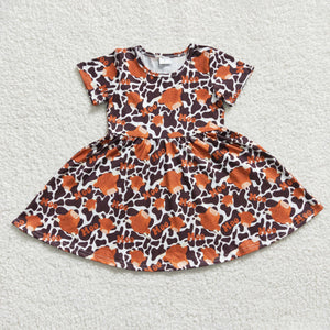 Promotional Moo Cow Print Girls Short Sleeve Dress