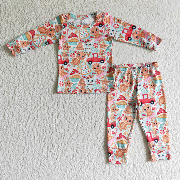 Promotional Gingerbread Car Candy Boys Christmas Pajamas