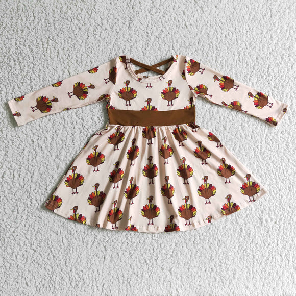 Promotional Turkey Criss-Cross Girls Thanksgiving Dress