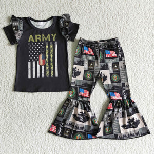 Promotional Flag Army Black Girls 4th of July Outfits