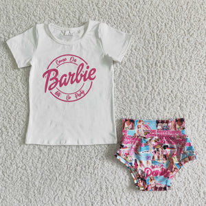 Cartoon Dolls White Girls Bummies Sets