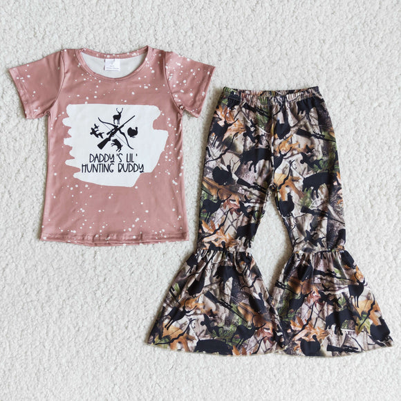 Promotional Daddy's Lil' Hunting Buddy Jungle Girls Short Sleeve+Trousers Sets