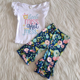 Promotional Little Miss Hot Mess Floral Girls Short Sleeve+Trousers Sets