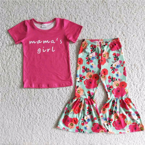 Promotional Mama's Girl Floral Girls Short Sleeve+Trousers Sets