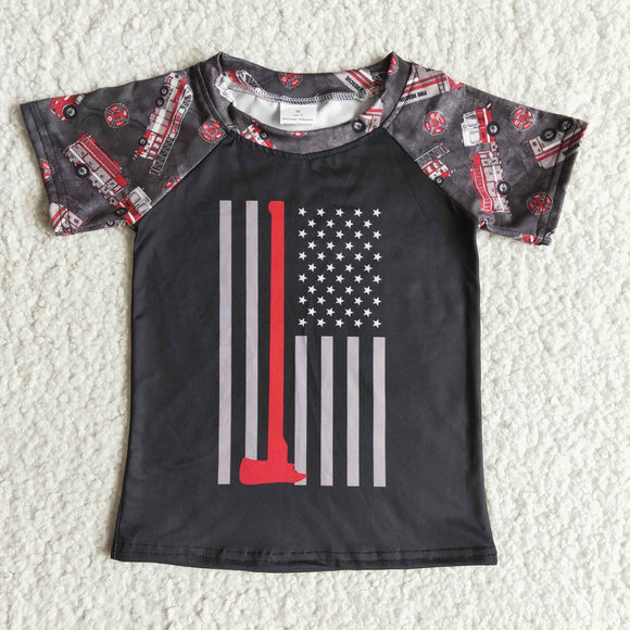 Promotional Flag Fire Fighting Truck Boys 4th of July Top