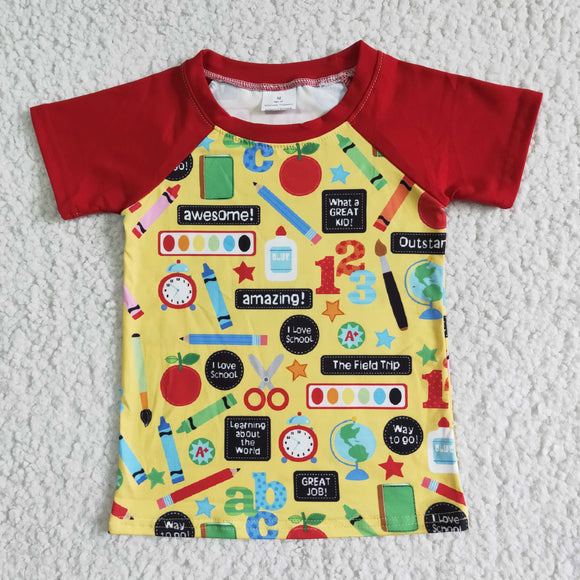 Pencils Red Boys Back to School Top