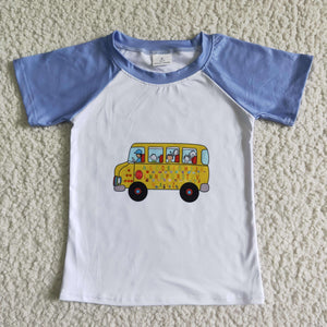 Bus Blue Boys Back to School Top