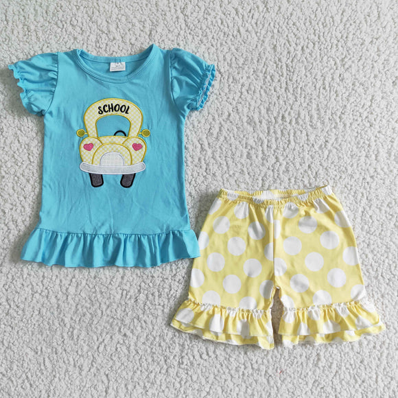 Promotional Car Yellow Sky Blue Girls Back to School Outfits